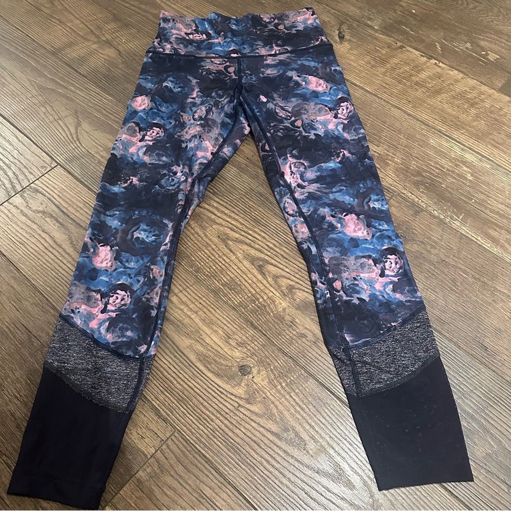 Lululemon Moody Mirage Full Length‎ Wunder Under Pink Blue Leggings Size 4